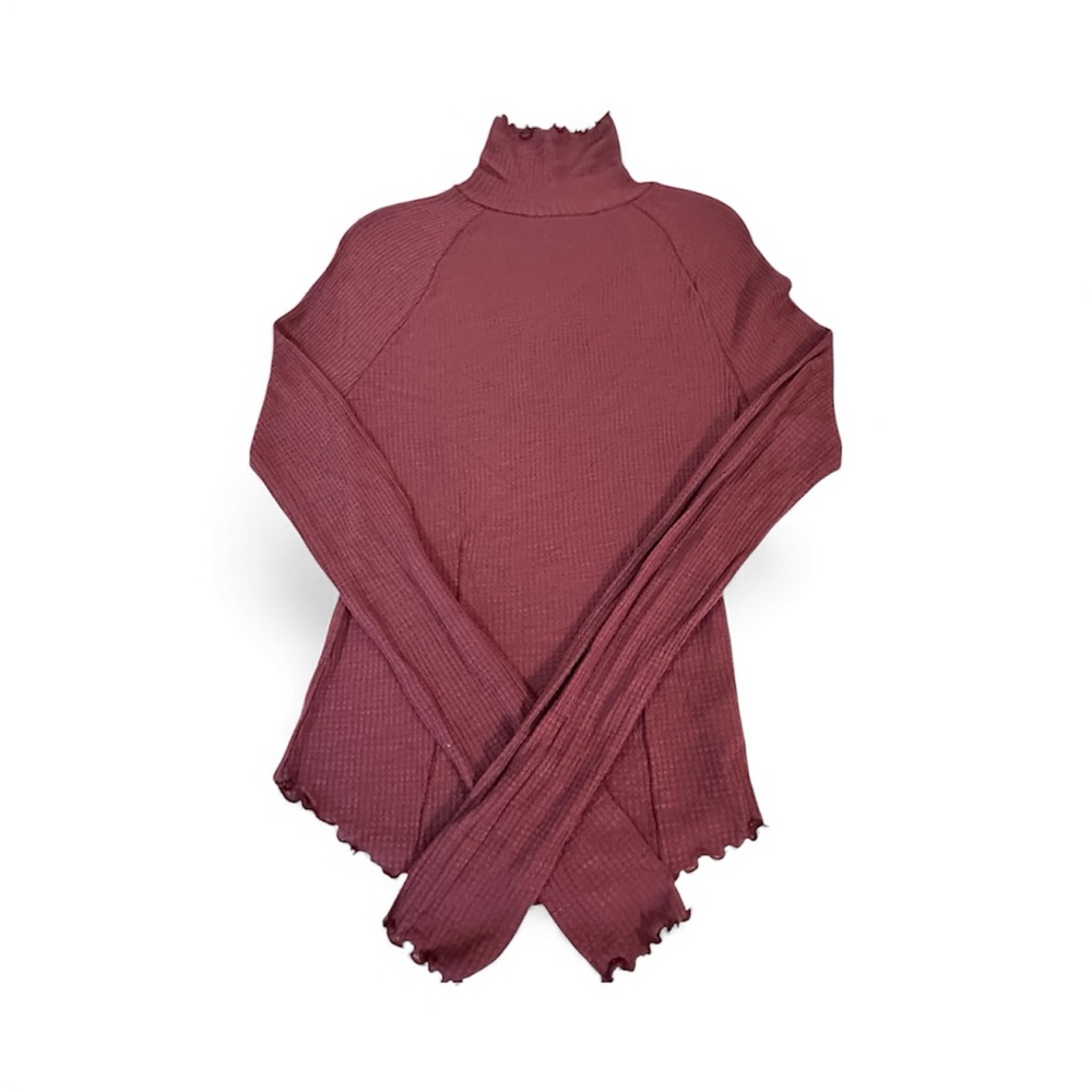 Free People Maroon Long Sleeve thermal Top new without the tags sz xs